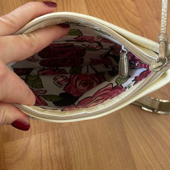 Brighton 3D Leather Flower Bag Crossbody Satchel - Picture 12 of 16